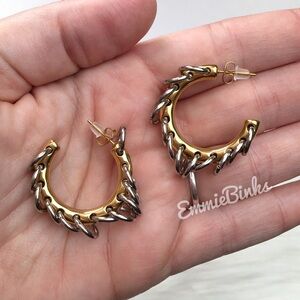 New Pebby Forevee On Loop Water Resistant Chain Hoop Earrings ~Gold Plated Hoops